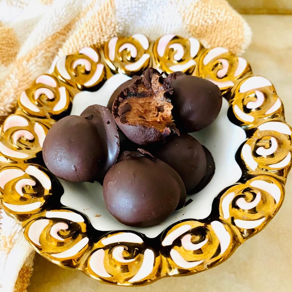Keto protein fat bombs on a plate