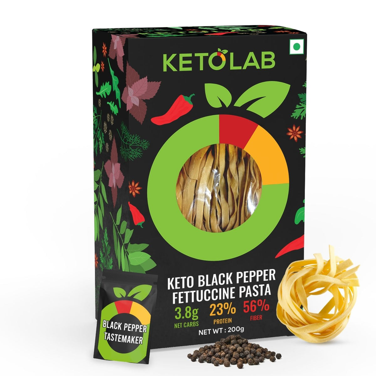 [flavour: Black Pepper] Ketolab Fettuccine Pasta — Black Pepper main image