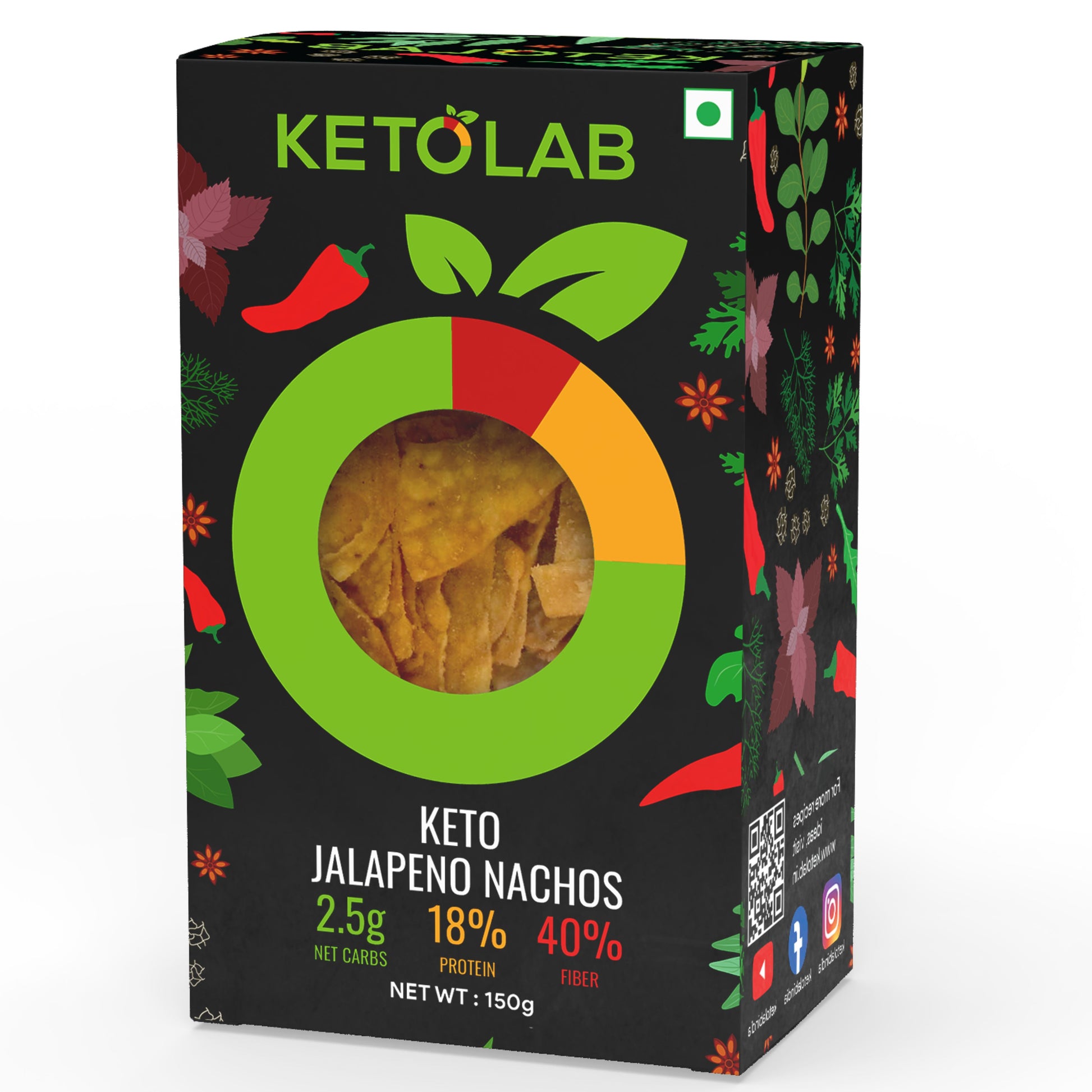 [flavour: Jalapeno] Ketolab Low-Carb Nacho Chips — Jalapeno main image