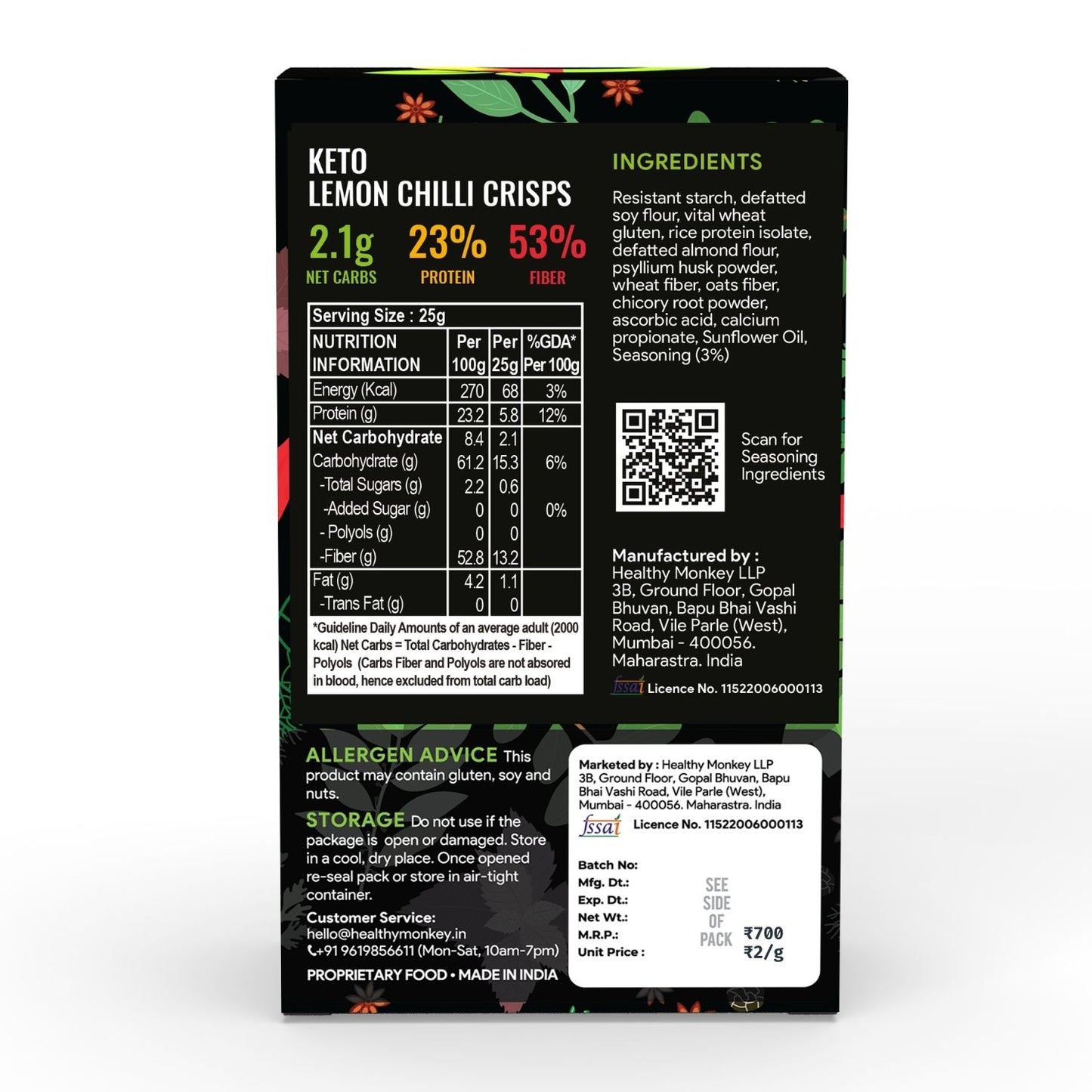 [flavour: Lemon Chilli] Ketolab Crisps — Lemon Chilli back panel (combined nutrition/ingredients/claims)
