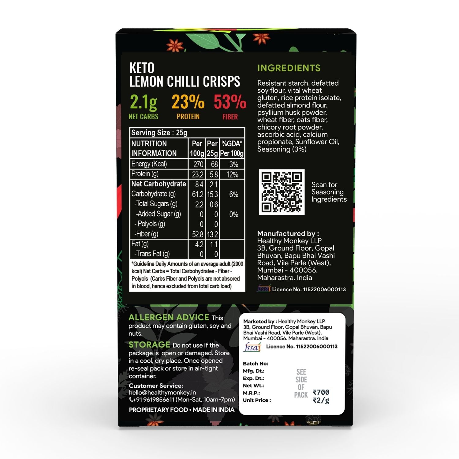 [flavour: Lemon Chilli] Ketolab Crisps — Lemon Chilli back panel (combined nutrition/ingredients/claims)