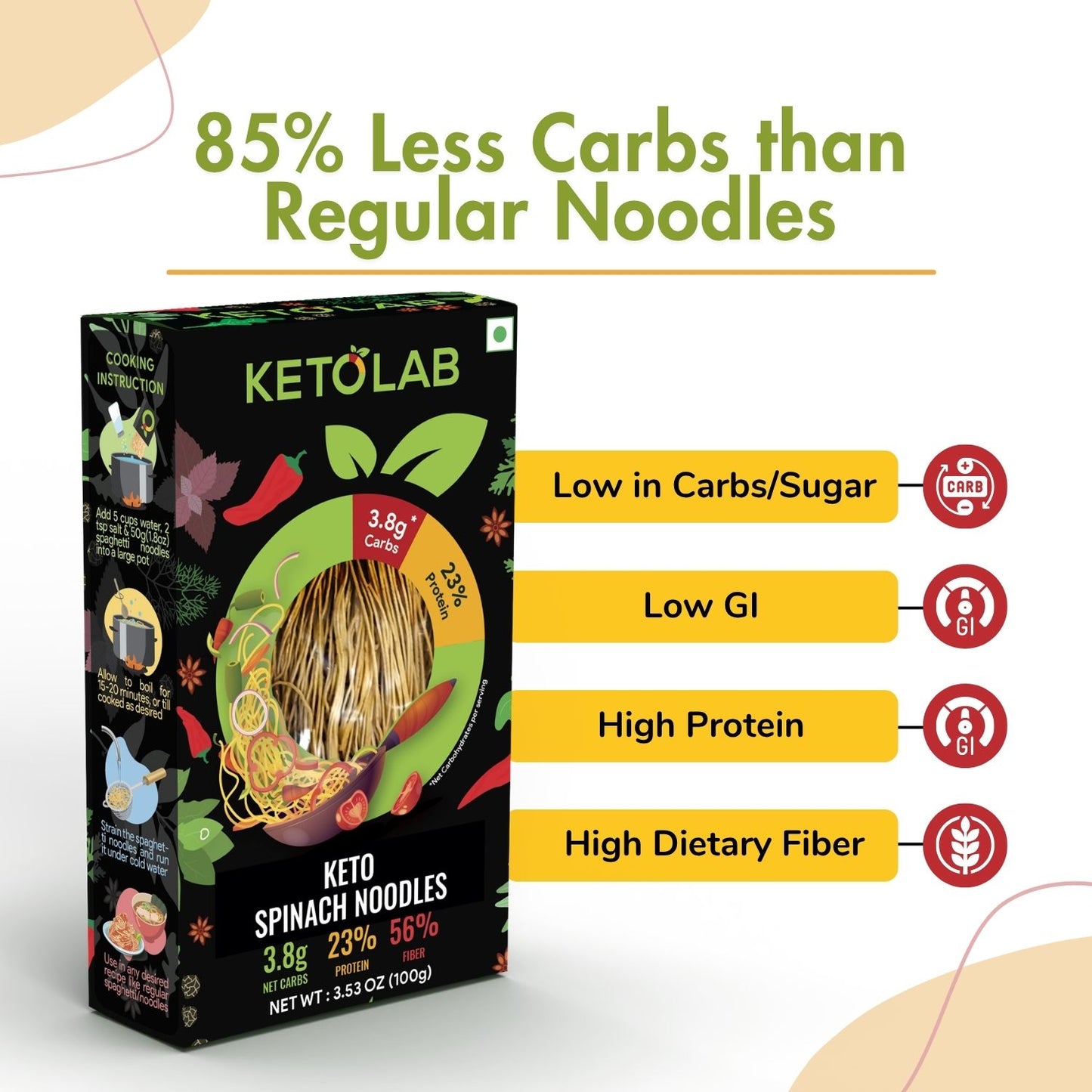 [flavour: Spinach] Ketolab Noodles — Spinach product image 4