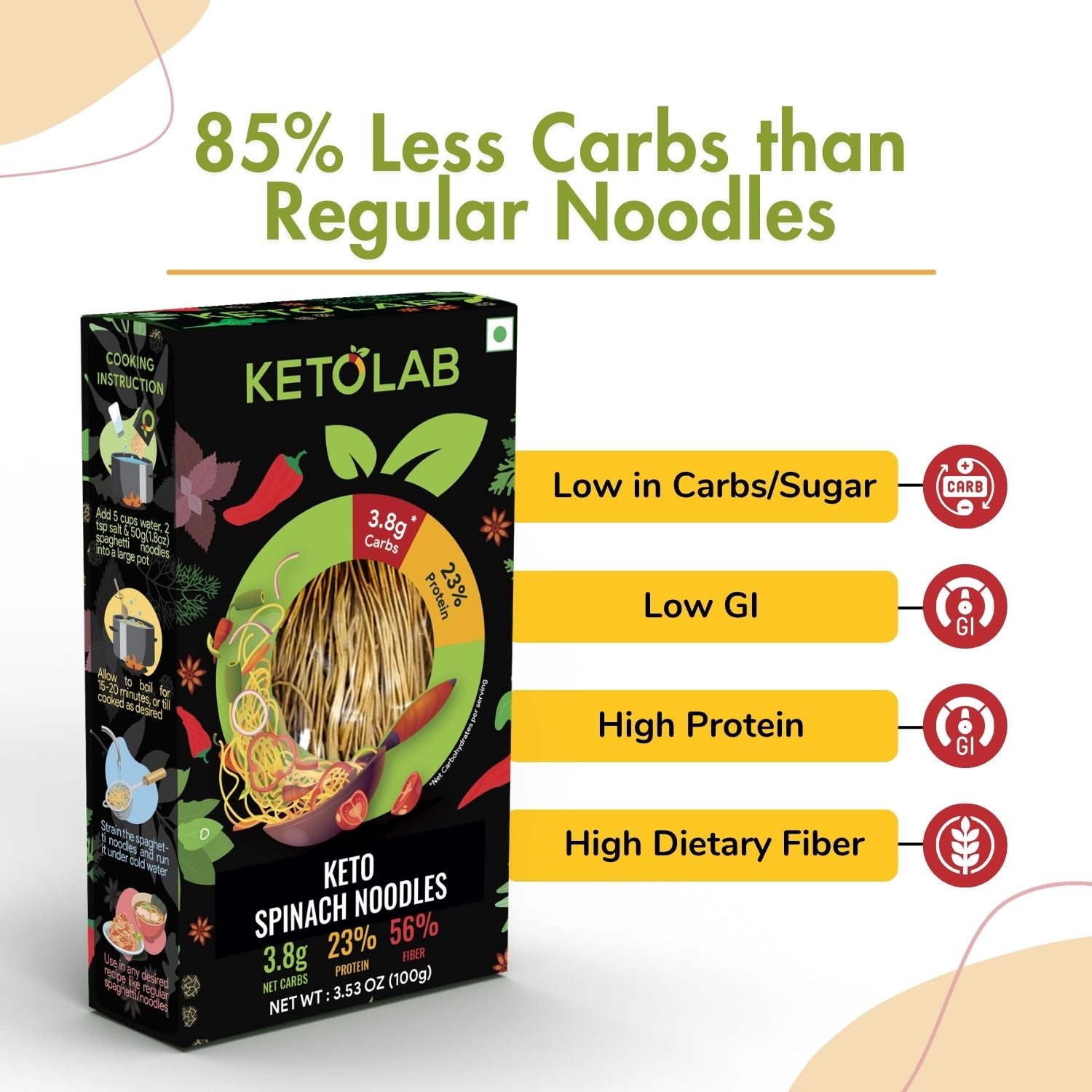 [flavour: Spinach] Ketolab Noodles — Spinach product image 4