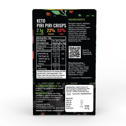 [flavour: Piri Piri] Ketolab Crisps — Piri Piri back panel (combined nutrition/ingredients/claims)