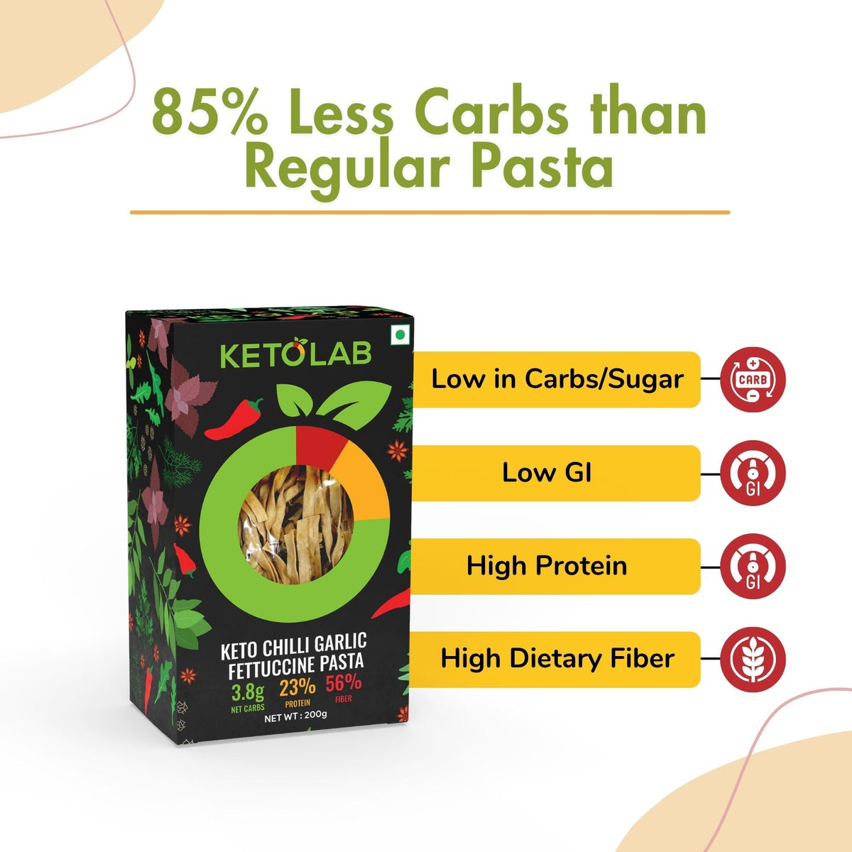 [flavour: Chilli Garlic] Ketolab Low-Carb Fettuccine Pasta — Chilli Garlic product image 4